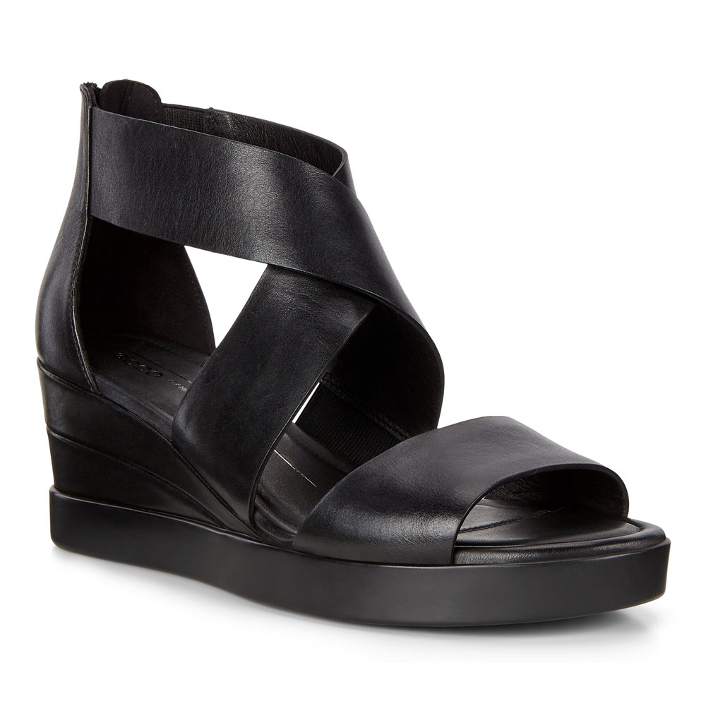 ECCO Womens Sandals Black - Shape Wedge Plateau - YTW-972405